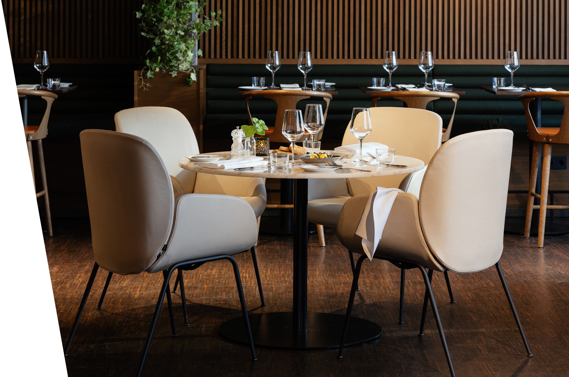 Stressless Bay dining chairs in restaurant