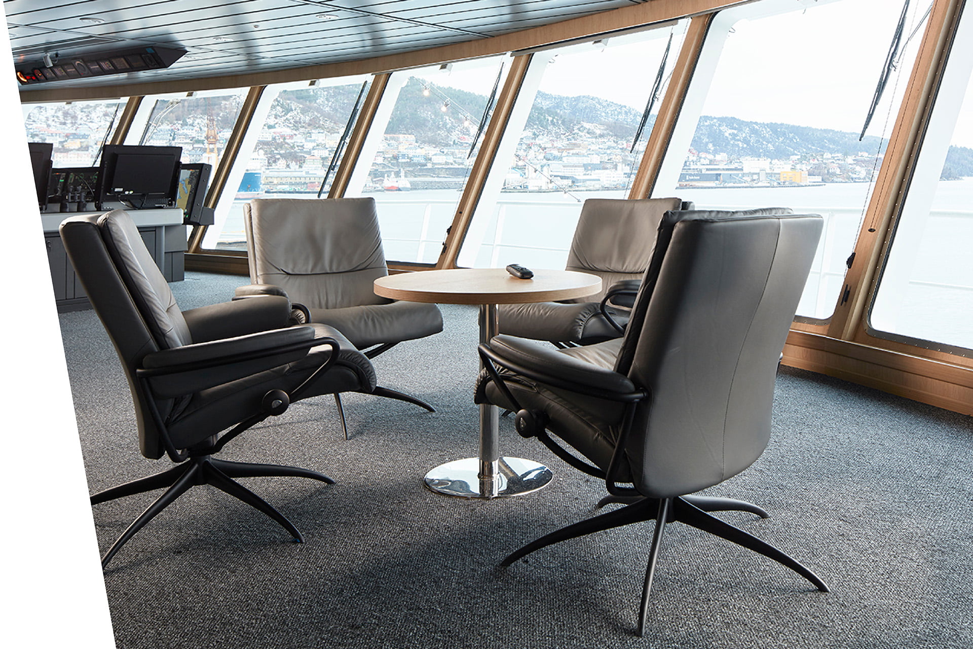 Stressless® low back recliners in the bridge room of Havila Capella