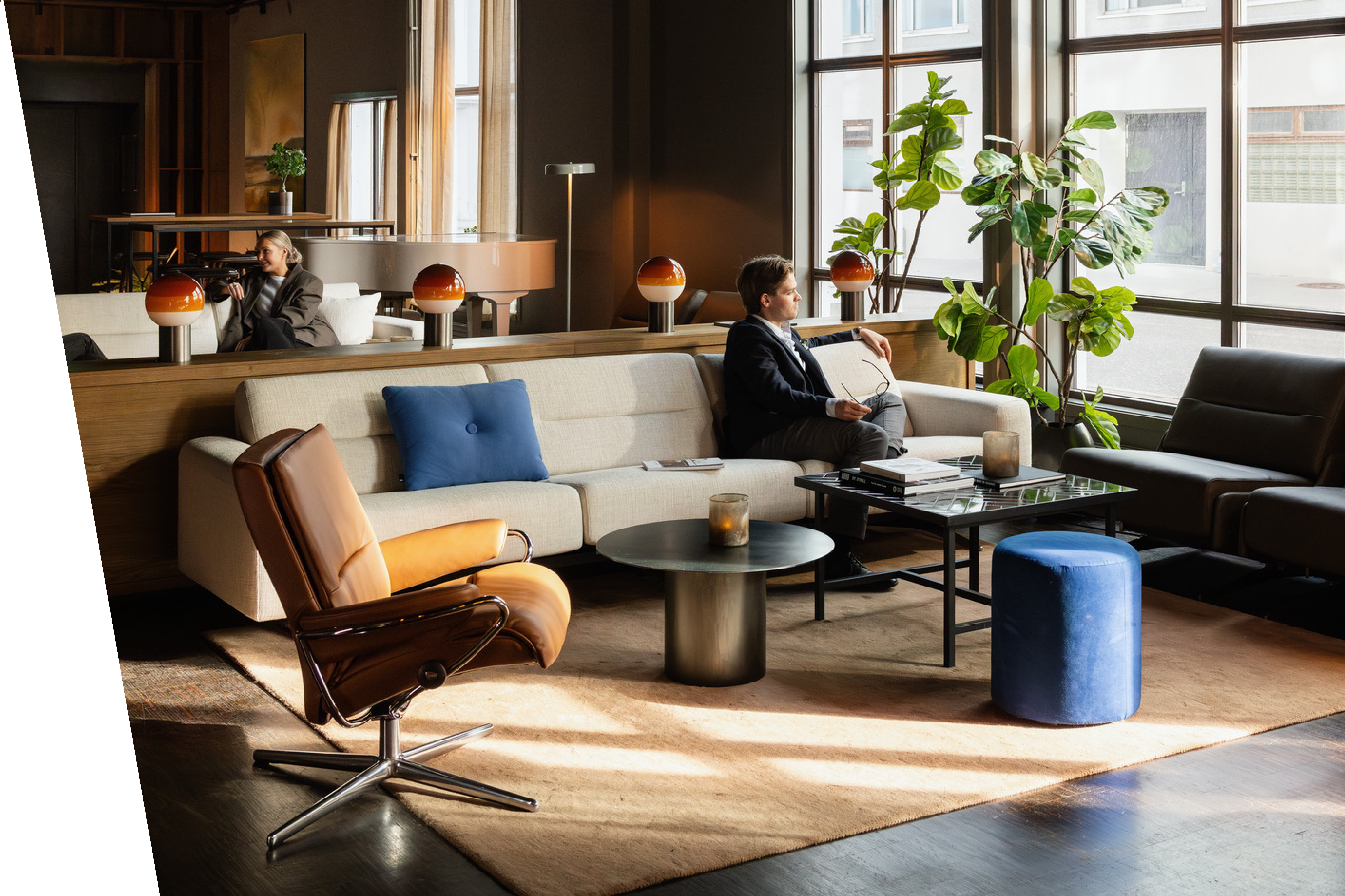 Stressless furniture in a hotel lounge